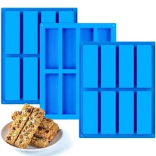 3Pk 8-Cavity Granola Bar Mold Silicone Rectangle Energy Bar Molds for Chocolate