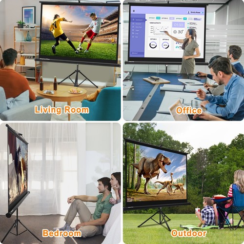60" Foldable Projector Screen, Portable Tripod Movie Screen for Indoor & Outdoor - Picture 6 of 10