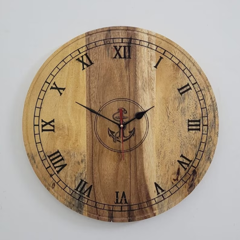 Wall Clock | Wood Engraved New Design | Wooden Clock | Hand Craft Wall Clock-image