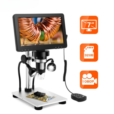  New 7'' LCD Digital Microscopes Camera 1200x Magnification Handheld Microscopio