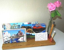 Organizer na biurko, uchwyt na telefon komórkowy, uchwyt na karty, drewno dębowe lite