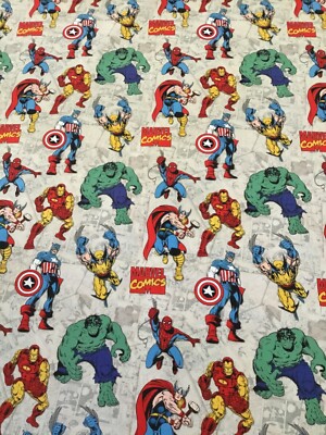 Marvel Superimposed Super Hero Characters Cotton Fabric Camelot