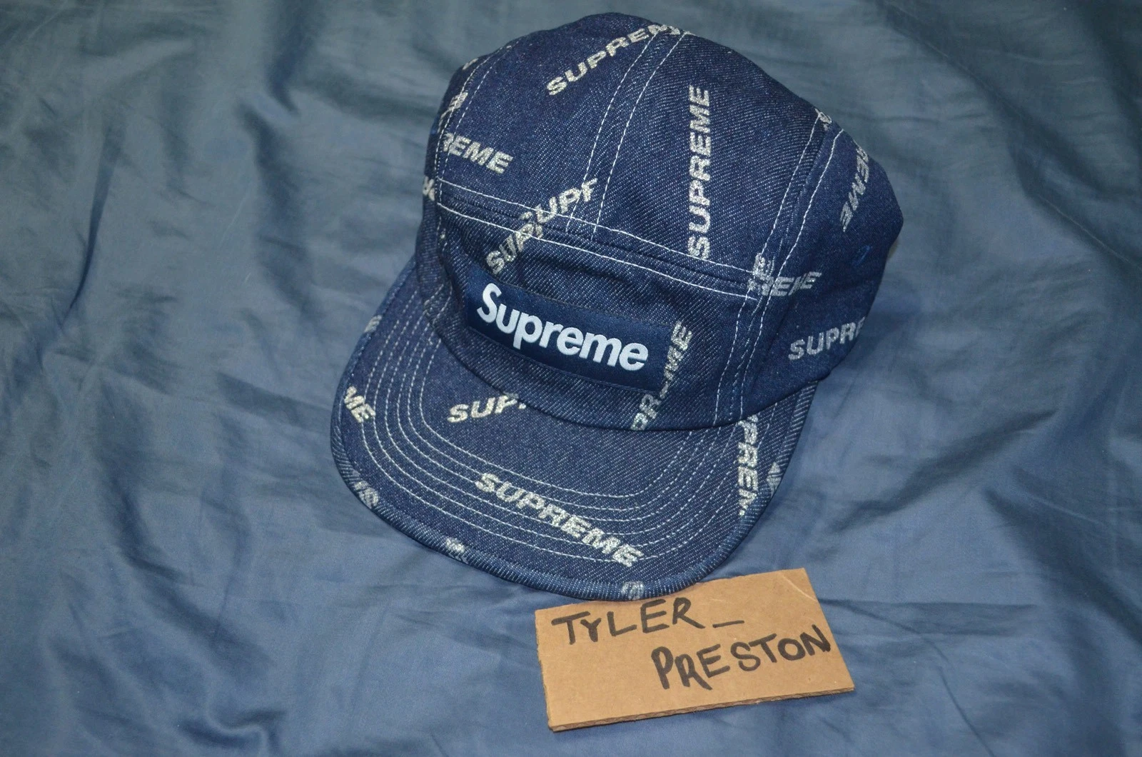 Chapeau casquette de camp logo Supreme Denim CDG Ali Neil TNF Steiff Cat RC boîte bénie