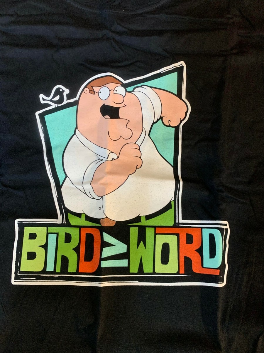 FAMILY GUY BIRD IS THE WORD BLACK T-SHIRT