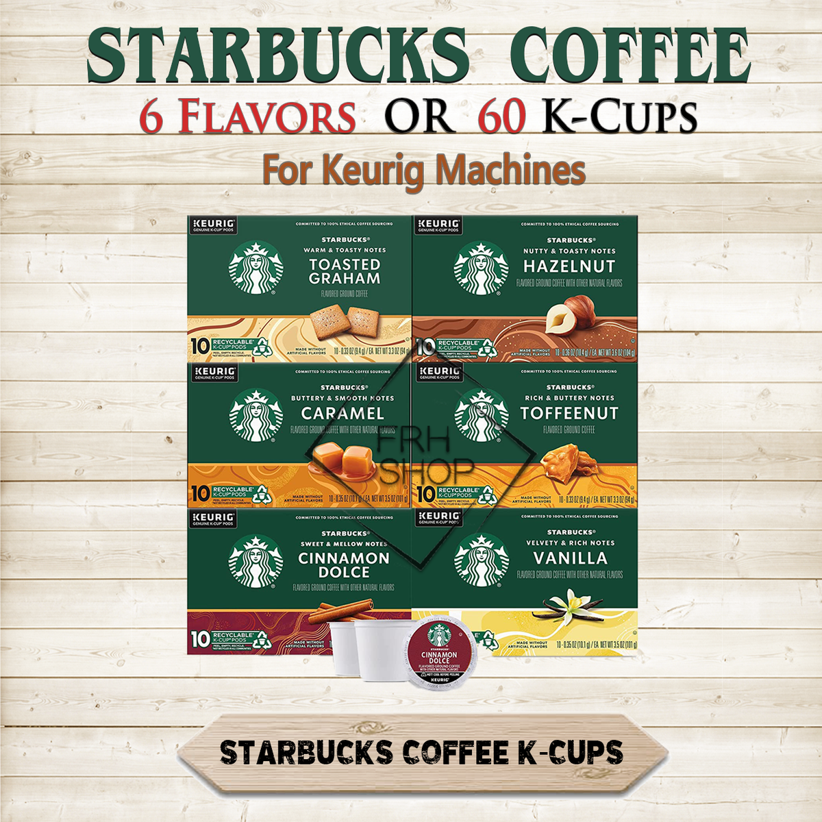 Starbucks Flavored Coffee 60 K-Cups Variety Pack Capsules For Keurig (6  Flavors)