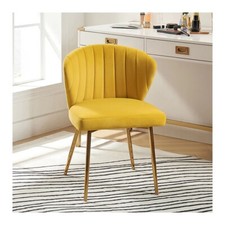 HULALA HOME Velvet Dining Chair Armless Accent Chair Living Room w/Golden Legs