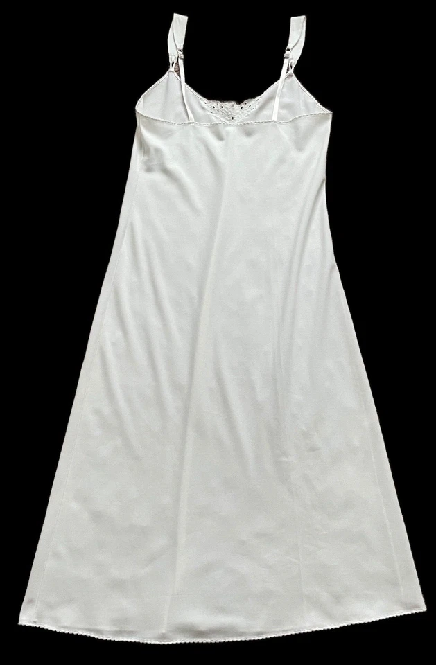 Vestido de noche vintage Vanity Fair talla 36 blanco satinado largo slip a line Foto 3 de 4