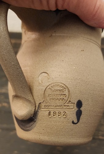 Rowe Cambridge Pottery Salt Glaze Stoneware Heart Pitcher Creamer Handthrown - Picture 5 of 10