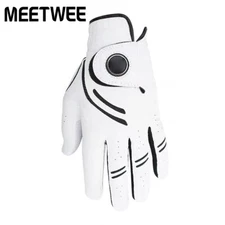 MEETWEE Golf Gloves Men Leather 1 Pack Left Right Hand White