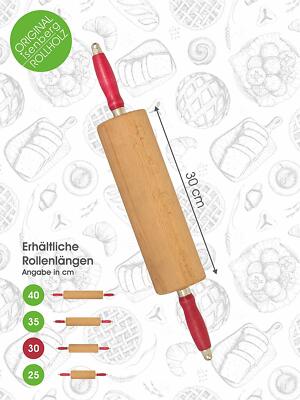 Isenberg Teigroller Aus Buche – 30 Cm Walzenlänge, Mit Edelstahlkugellager, Made In Germany