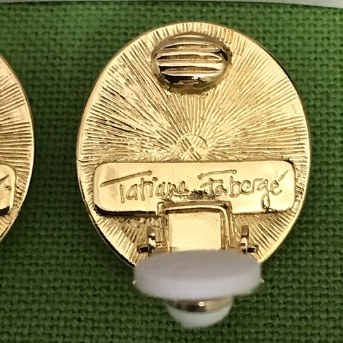 Vintage Tatiana Faberge Earrings Imperial Collection Signed Crown Enamel - Picture 10 of 12