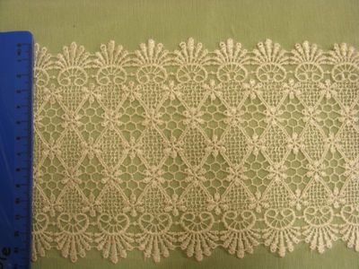 Embroidered Ivory Nett  Lace Trim 120mm x 2.5mts (125006)