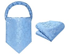 Ascot Ties for Men Paisley Floral Ascot and Pocket Square Set Classic Self Ti...