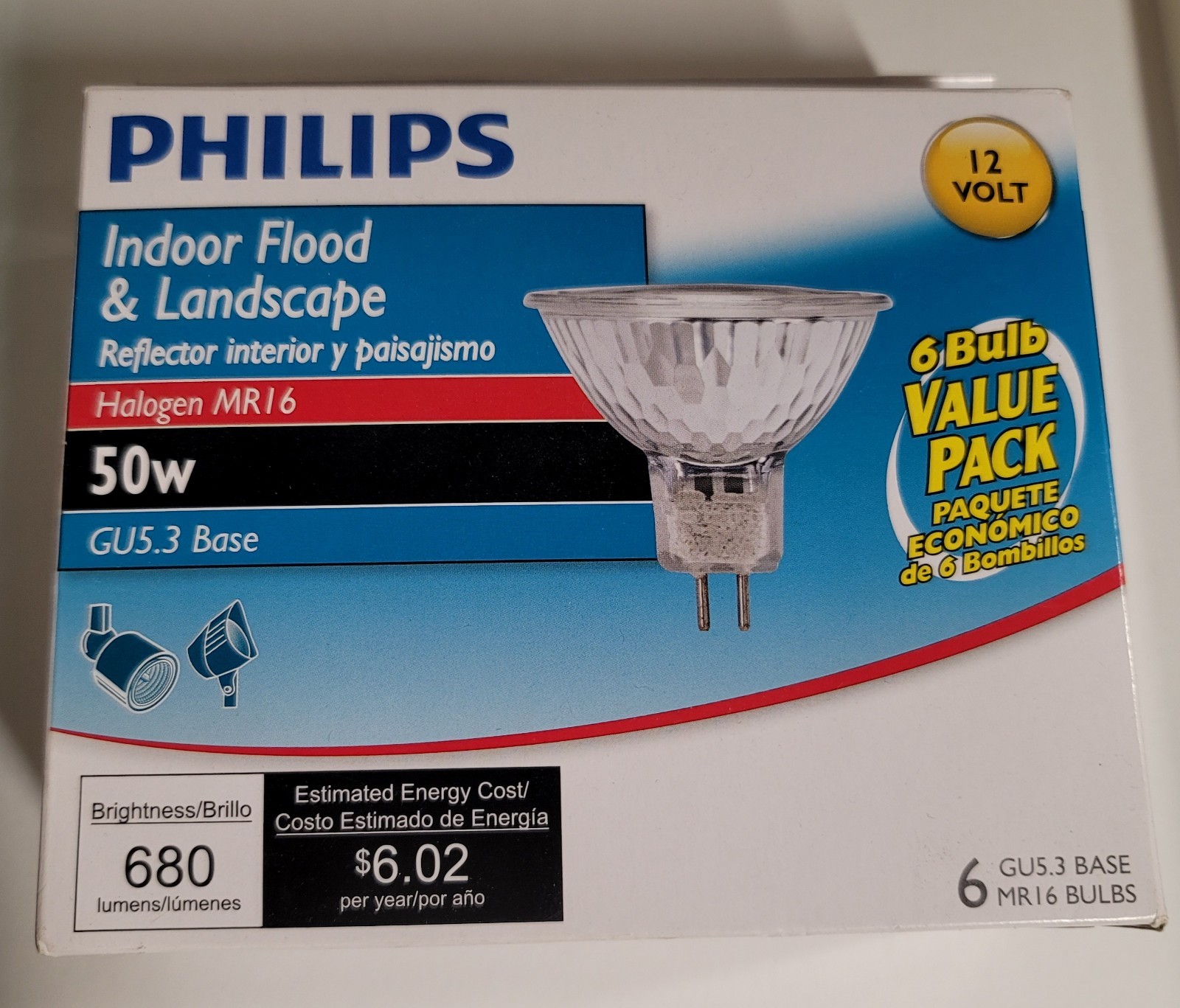 6-Pack-Philips Landscape and Indoor Flood 50-Watt MR16 12-Vo
