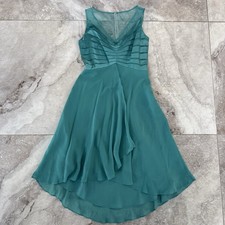 Adrianna Papell Silk High Low Sleeveless Flowy Teal Dress Size 4