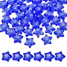 50pcs Acrylic Star Beads, 18mm Star-Shaped Pony Loose Spacer Bead, Sapphire Blue