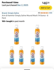 Arm & Hammer Simply Saline Wound Wash - 6 Pack!!
