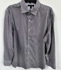 Banana Republic L Slim Fit Shirt Men Purple White Check Non Iron Button Preppy