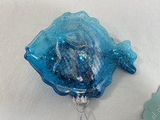 NWT Blue GLITTER FISH Tree Ornament Coastal Tropical Beach St Nicholas Square
