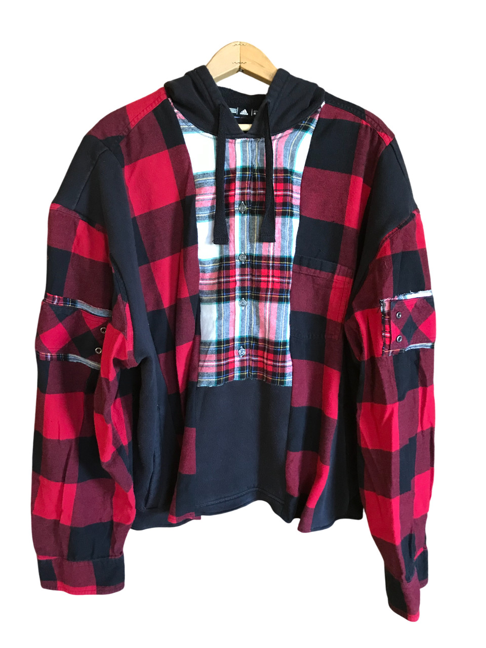 Upcycled Patchwork Hoodie: Boho Grunge Flannel Sw… - image 10