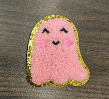 Halloween Ghost Plush Chenille Glitter Glittery Embroidered Iron On Patch
