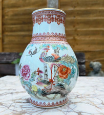 Chinese Antique Porcelain Vase c1970s Hu form Phoenix & calligraphy PROC