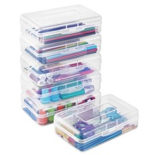 Plastic Pencil Case 6 Pack, Large Crayon Maker Pen Organizer