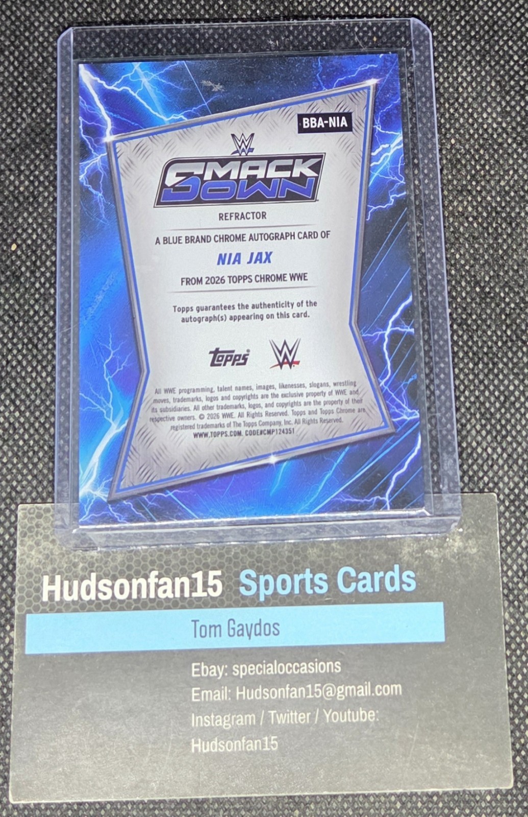 Nia Jax 2026 Topps Chrome WWE Blue Brand Auto #BBA-NIA Refractor Smackdown view 2