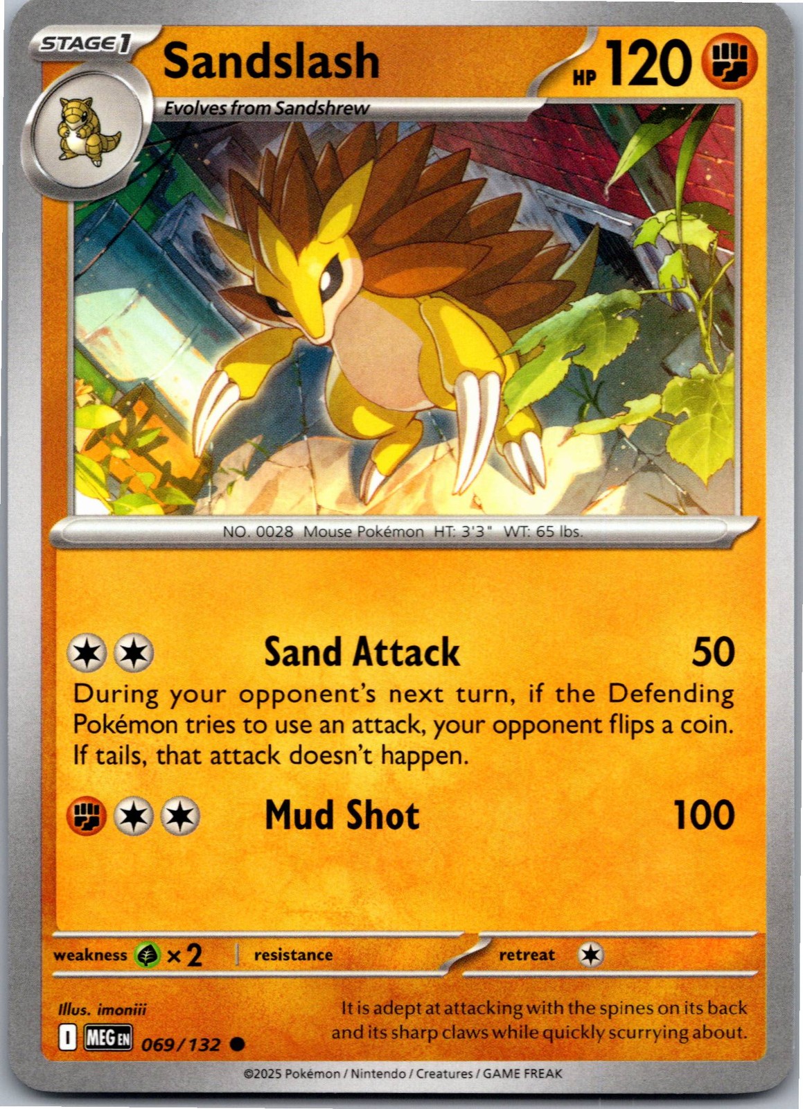 Sandslash - ME01: Mega Evolution 069/132 - Common - NM Pokémon TCG