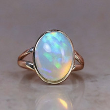 Natural Opal Ring 925 Sterling Silver Opal Ring October Birthstone Promise Ring