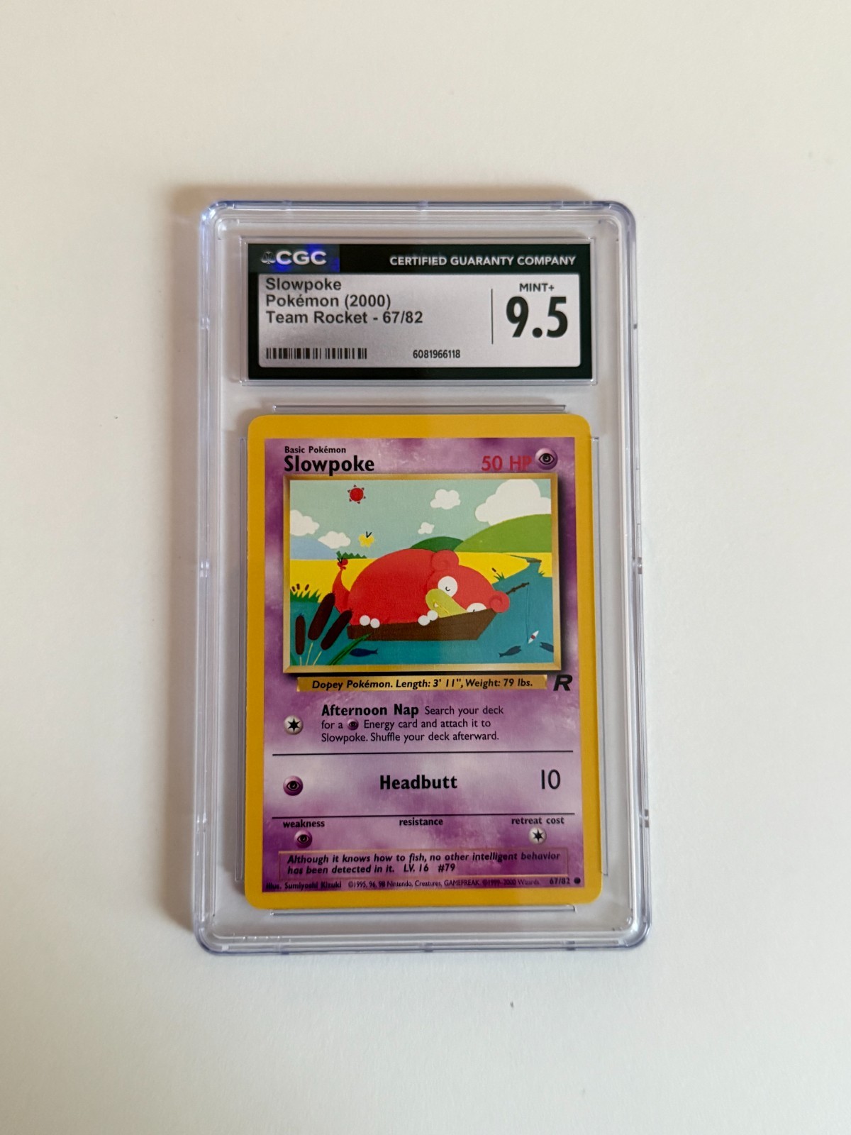 Vintage Slowpoke 67/82 Team Rocket 1st Edition Pokemon English CGC 9.5