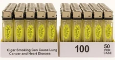 100 Classic Disposable Lighters - Assorted Colors - Wholesale Bulk Lot, Cigar