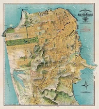 VINTAGE ART PRINT Map of San Francisco, California, 1912 August Chevalier 33x37
