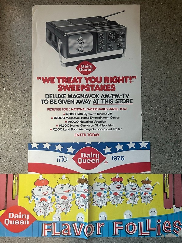 Vintage original Dairy Queen Advertising LOT 1962, 1976 Flavor Follies patriotic
