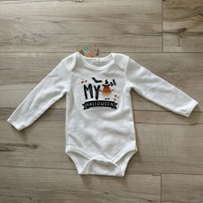 NWT First Halloween One Piece 3-6 Months Unisex Ghost Long Sleeve Candy Corn