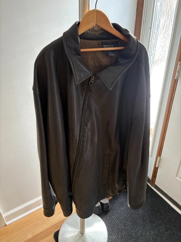 Ralph Lauren Polo Chaqueta de Cuero 3XL Big Bison Marrón Foto 2 de 4
