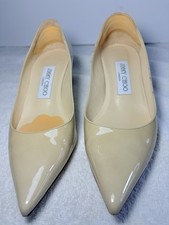 Jimmy Choo London Nude Patent Leather Pointed Toe Pumps Size 37 US 6.5-7