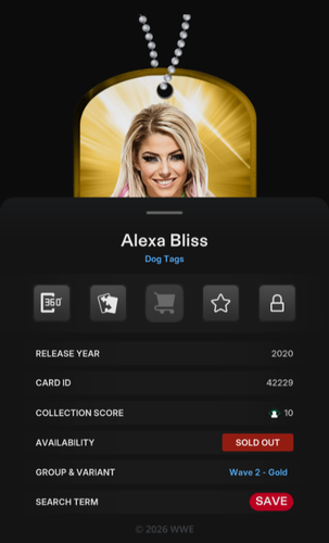 Alexa Bliss 299cc Dog Tags 2020 WWE Topps Slam Digital - Afbeelding 2 van 2