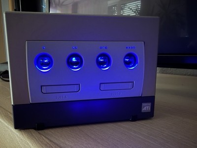 Nintendo GameCube SilverBlueLight Edition Swiss 64GB SD Games LED Mod Blue