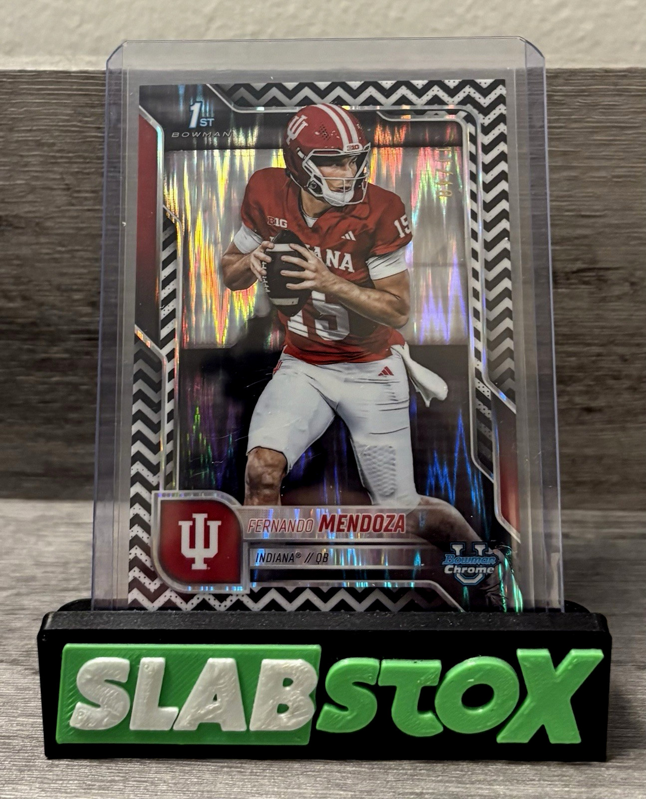 Fernando Mendoza 2025 Bowman Chrome University 1st Black & White Stealth /48