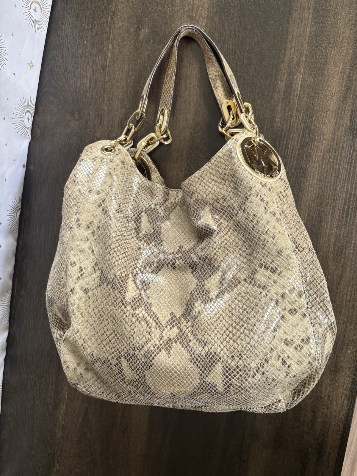 GUC Embossed Python design, leather hobo by Micha… - image 3
