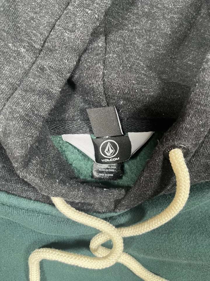 Volcom Hoodie Sweatshirt Mens Small Colorblock Green Gray Black Pullover Skate - Image 4 of 4