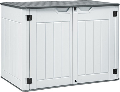 Large Outdoor Horizontal Storage Shed, 47 Cu Ft Resin Tool Shed W/O Shelf, Outdo