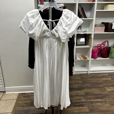 Moon River White Maxi Dress with Puffy Sleeves Women's Size Small NWT | eBay