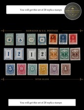 REPLICA set of 20 HAWAII rare stamps - Missionaries, Numerals, Kingdom, Railways