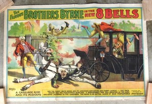 ANTIQUE FAMOUS BROTHERS BYRNE A CARRIAGE RIDE AND ITS MISHAPS VAUDEVILLE Poster