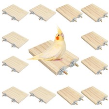 12 Pcs Wooden Bird Cage Platform Flat Birds Perch Stand Rectangle Parrot Perc...