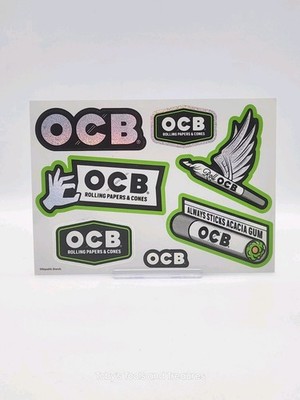 New OCB Rolling Papers & Cones Decals Sticker Sheet Of 7 Skateboard BMX Decals