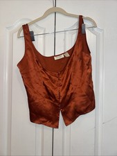 VTG Victoria  s Secret S 100 SILK Burnt Orange Camisole Top Gold Label