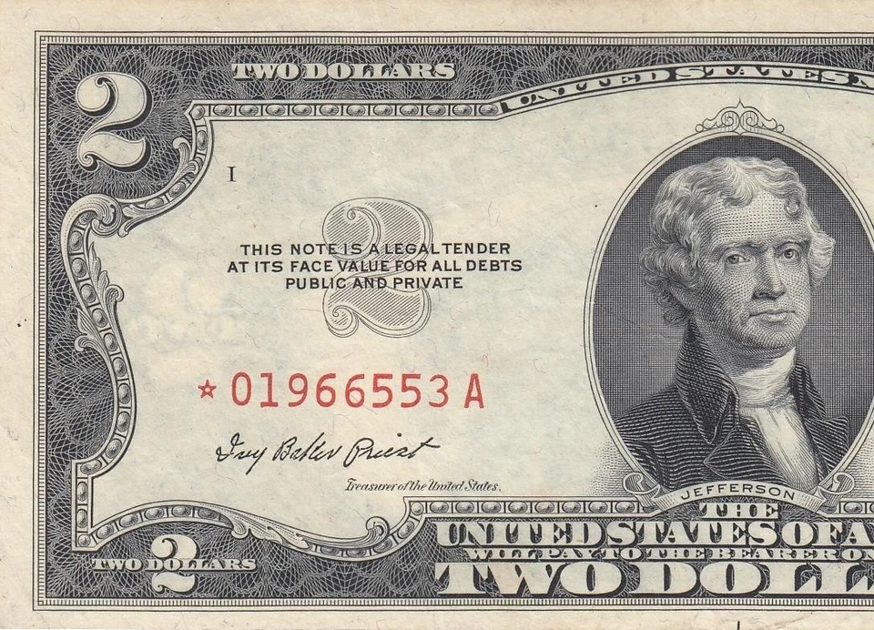 1953 UNITED STATES TWO DOLLARS $2 **STAR NOTE** (( aUNC )) - Image 2 of 4
